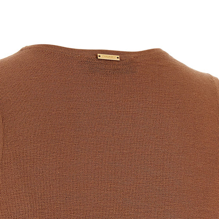 Twinset Brown Cotton Sleeveles T-Shirt