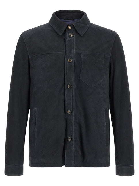 Pal Zileri Blue Leather Leather Jacket