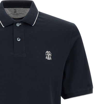 Brunello Cucinelli Blue Cotton Polo Shirt