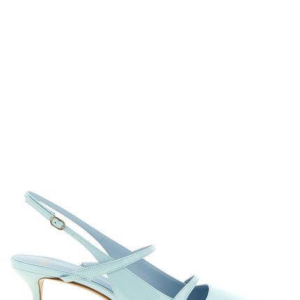 Alexandre Birman Blue Cowhide Mid Heel Pumps