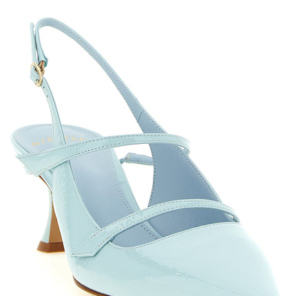 Alexandre Birman Blue Cowhide Mid Heel Pumps
