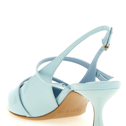 Alexandre Birman Blue Cowhide Mid Heel Pumps