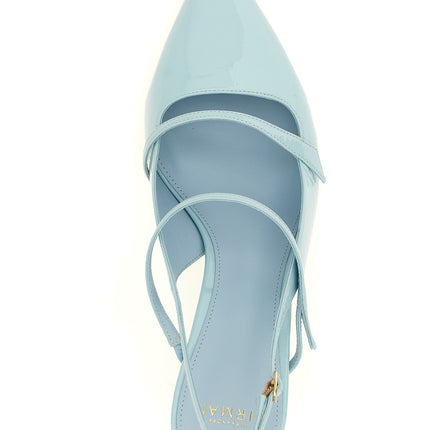 Alexandre Birman Blue Cowhide Mid Heel Pumps
