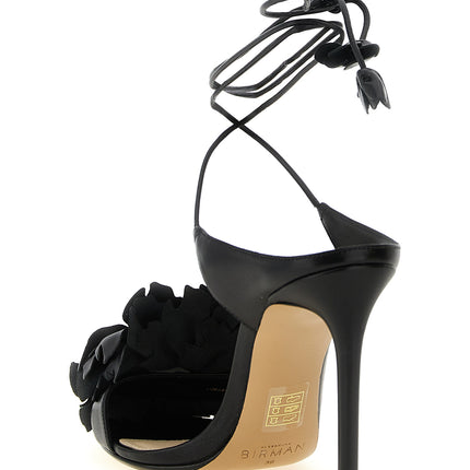Alexandre Birman Black Cowhide Stiletto Heel Sandals