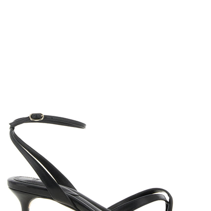 Alexandre Birman Black Cowhide Stiletto Heel Sandals