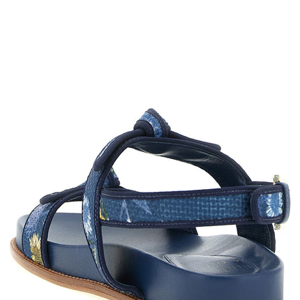 Alexandre Birman Blue Cowhide Flat Sandals