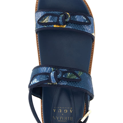 Alexandre Birman Blue Cowhide Flat Sandals
