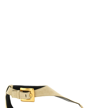 Balmain Beige Calfskin Flat Sandals