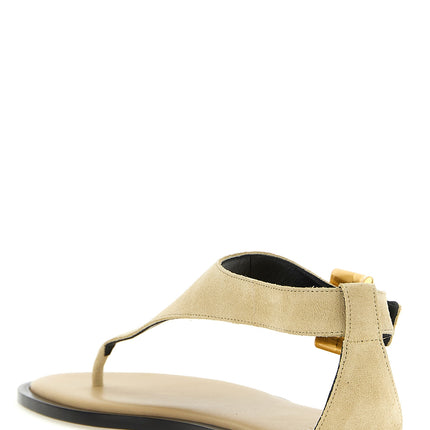 Balmain Beige Calfskin Flat Sandals