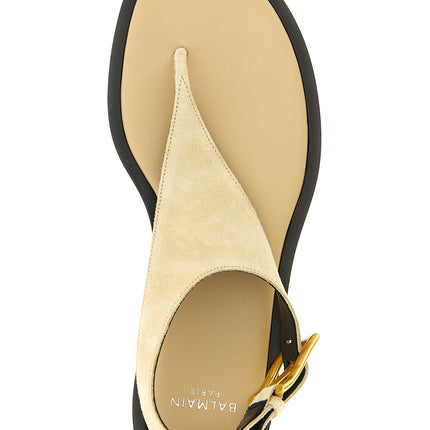 Balmain Beige Calfskin Flat Sandals