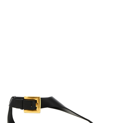 Balmain Black Lamb Leather Flat Sandals