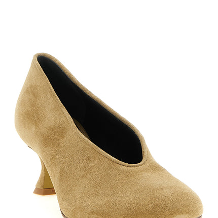 Moschino Beige Calfskin Mid Heel Pumps