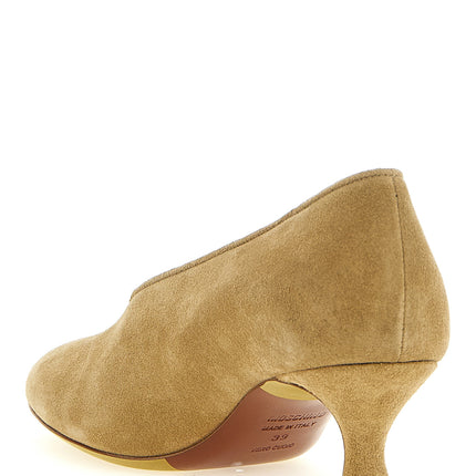 Moschino Beige Calfskin Mid Heel Pumps