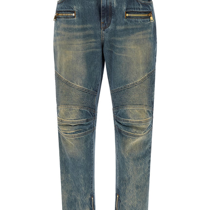 Balmain Blue Cotton Straight-Leg Jeans