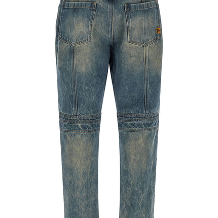 Balmain Blue Cotton Straight-Leg Jeans