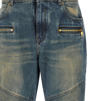 Balmain Blue Cotton Straight-Leg Jeans
