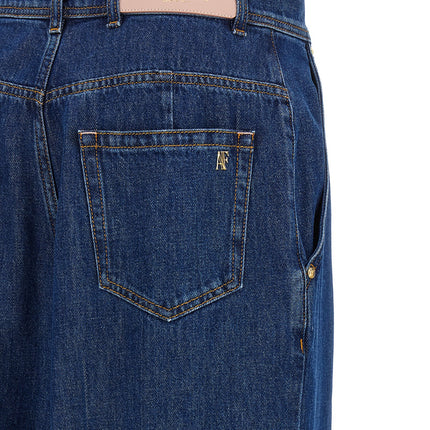 Alberta Ferretti Blue Cotton High-Waisted Jean