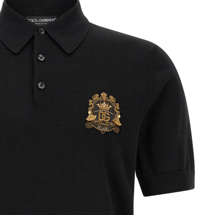 Dolce & Gabbana Black Virgin Wool Polo Shirt