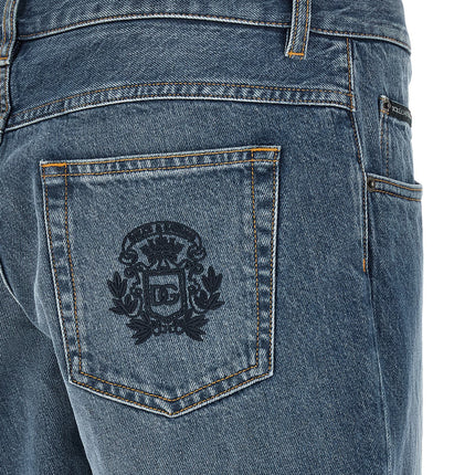 Dolce & Gabbana Blue Cotton Straight-Leg Jeans