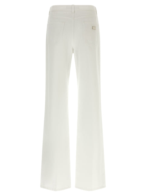 Dolce & Gabbana White Cotton Flared Jeans