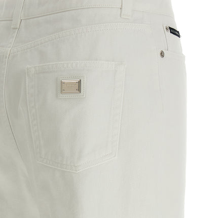 Dolce & Gabbana White Cotton Flared Jeans