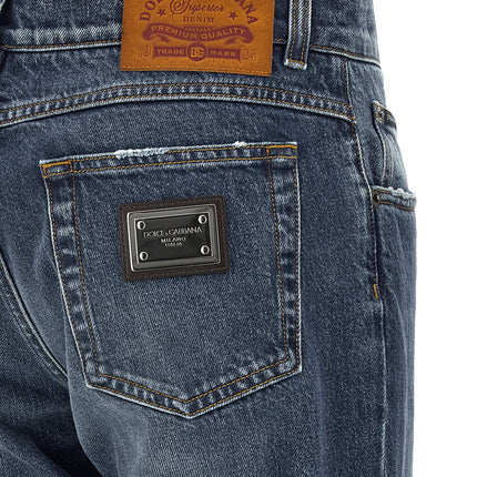 Dolce & Gabbana Blue Cotton Straight-Leg Jeans