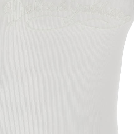 Dolce & Gabbana White Cotton Sleeveles T-Shirt