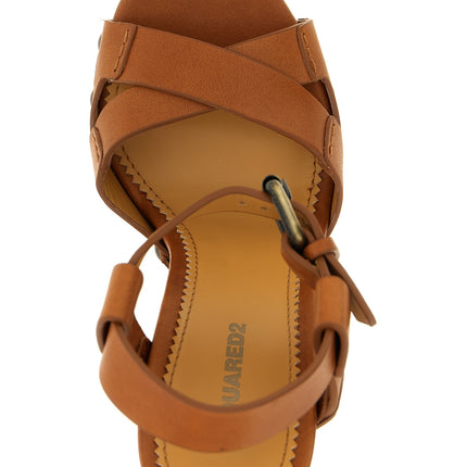 Dsquared² Brown Calfskin Stiletto Heel Sandals