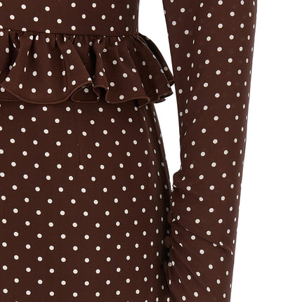 Alessandra Rich Brown Silk Midi Dress