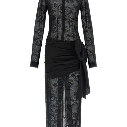 Alessandra Rich Black Viscose Long Dress