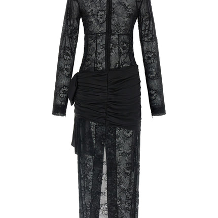Alessandra Rich Black Viscose Long Dress