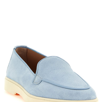 Santoni Blue Calfskin Slip-On Loafers