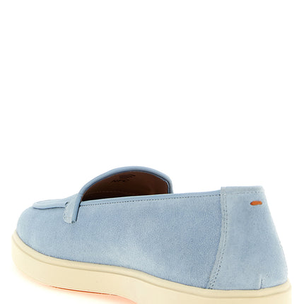 Santoni Blue Calfskin Slip-On Loafers