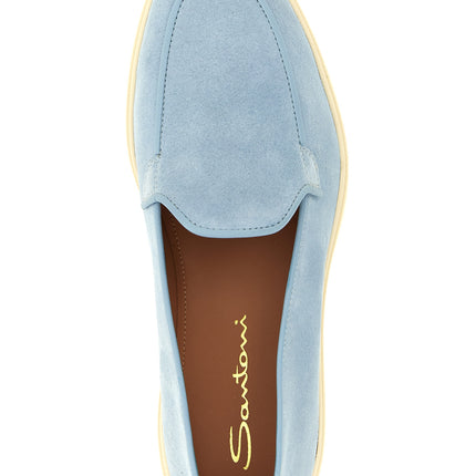 Santoni Blue Calfskin Slip-On Loafers