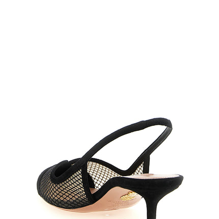 Aquazzura Black Textile Mid Heel Pumps