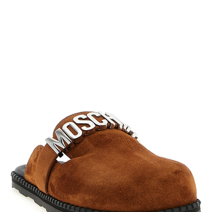 Moschino Brown Calfskin Clogs