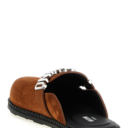 Moschino Brown Calfskin Clogs