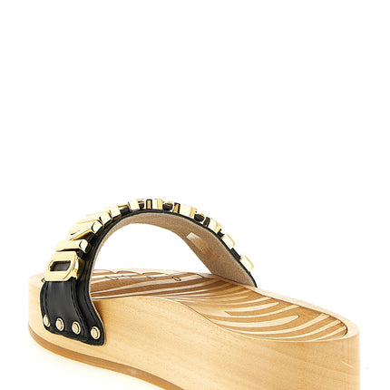 Moschino Black Calfskin Slides