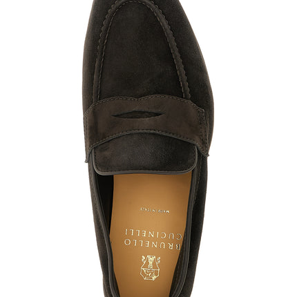 Brunello Cucinelli Brown Calfskin Slip-On Loafers