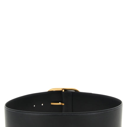 PINKO Black Cowhide High-Waist Belt