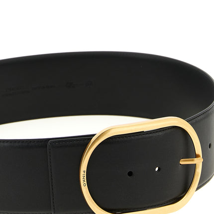 PINKO Black Cowhide High-Waist Belt