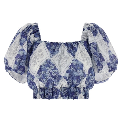 Twinset Blue Ramie Blouse