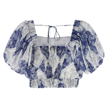 Twinset Blue Ramie Blouse