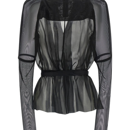 Rick Owens Black Silk Full-Length Jacket