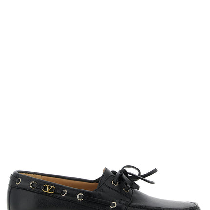 Valentino Garavani Black Buffalo Leather Slip-On Loafers