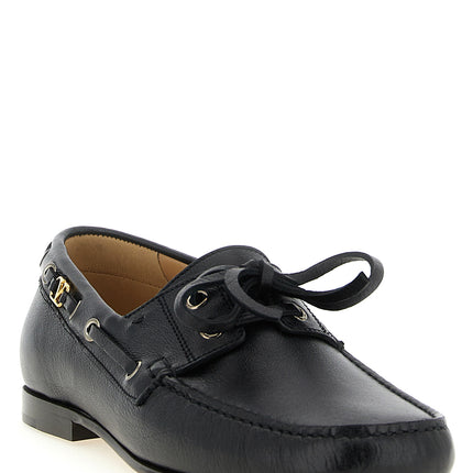 Valentino Garavani Black Buffalo Leather Slip-On Loafers