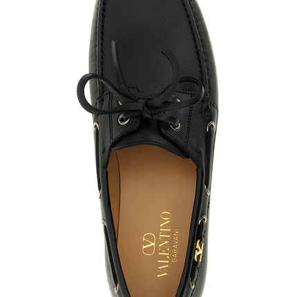 Valentino Garavani Black Buffalo Leather Slip-On Loafers