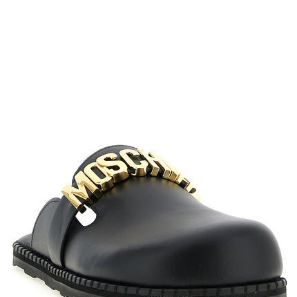 Moschino Black Calfskin Clogs