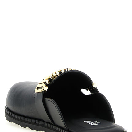 Moschino Black Calfskin Clogs