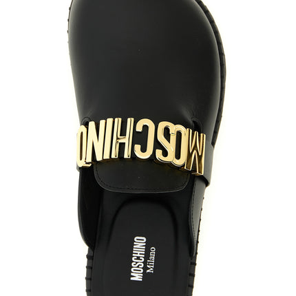 Moschino Black Calfskin Clogs